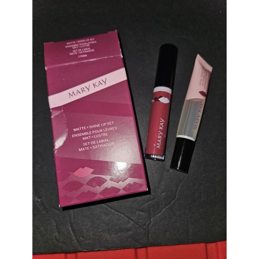 Mary Kay Matte + Lip Shine Set Lipstick Rose Pink And Lip Oil Clear. New